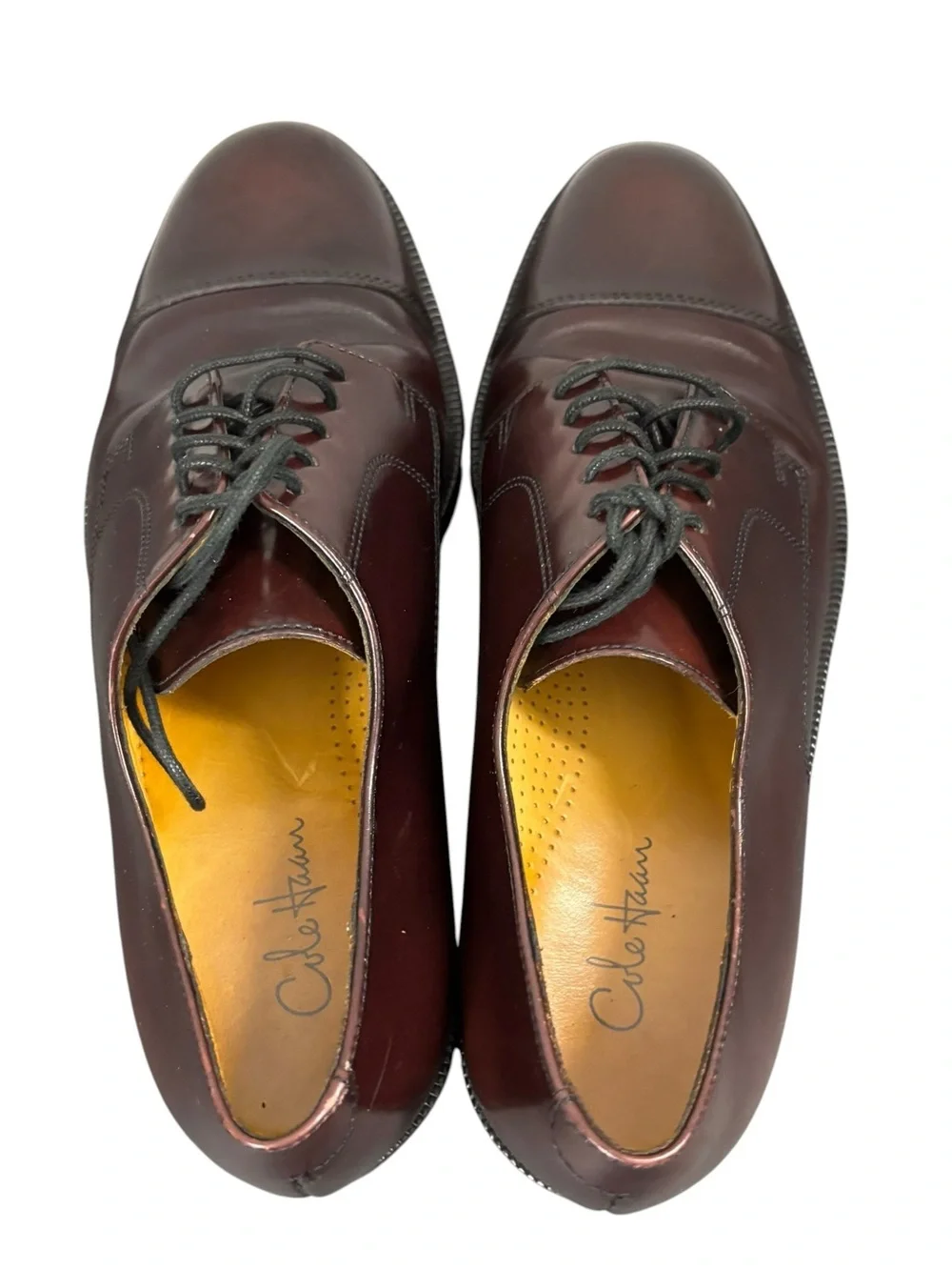 Cole Haan Mens Burgundy Leather Lace Up Cap Toe Oxford Shoes Size 8.5D